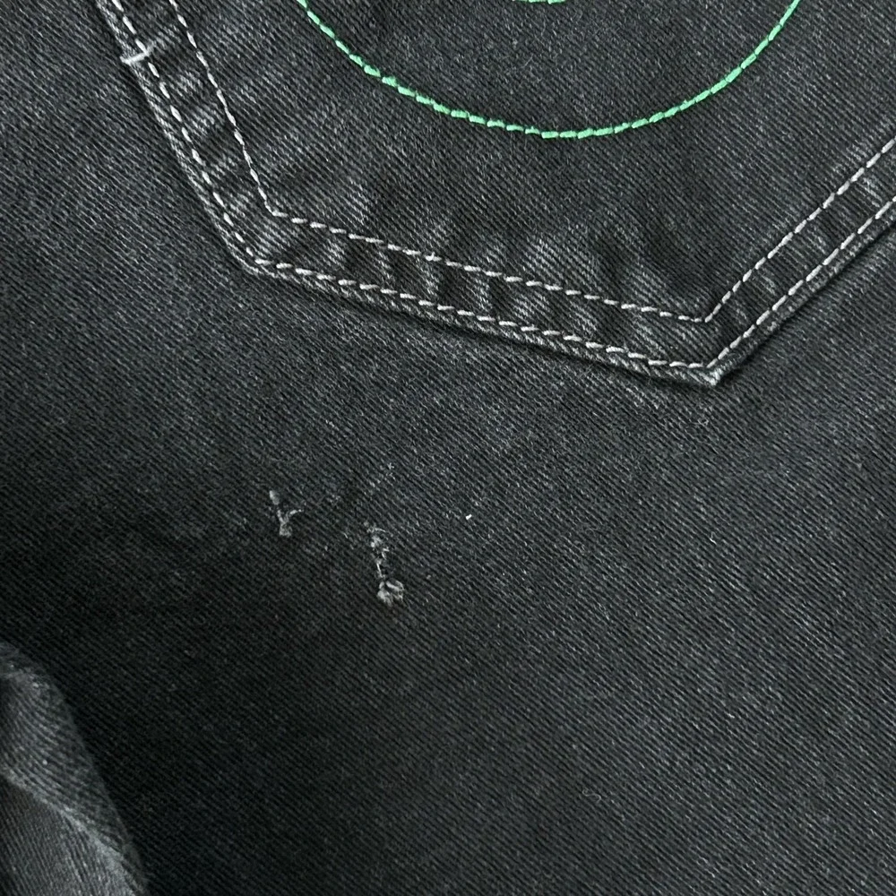 True Religion Ricky‎ Relaxed Straight Jeans Mens 34x33 Black Stretch Horseshoe
